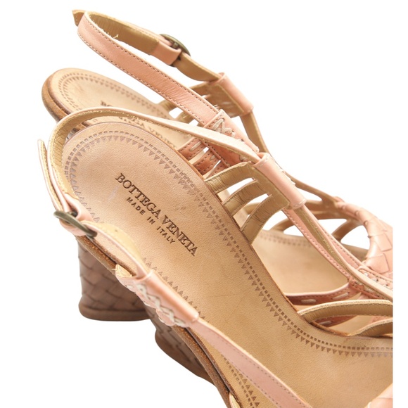 BOTTEGA VENETA Leather Platform Wedge Sandals Sandal INTRECCIATO Pink 38.5 - Picture 9 of 12